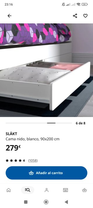 Cama nido blanca con cajones