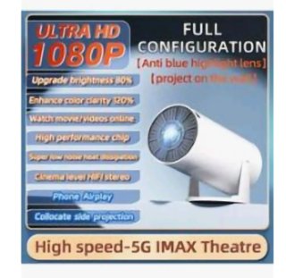 Proyector Portátil 5G Blanco y Negro