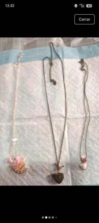 Lote 3 collane in argento e rosa