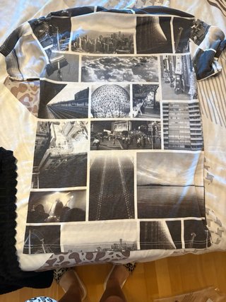 Camiseta H&M collage fotos blanco y negro