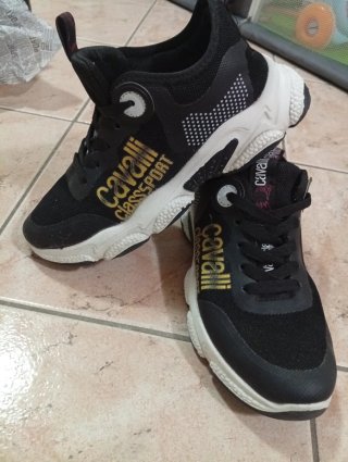 Scarpe Roberto Cavalli nere e oro