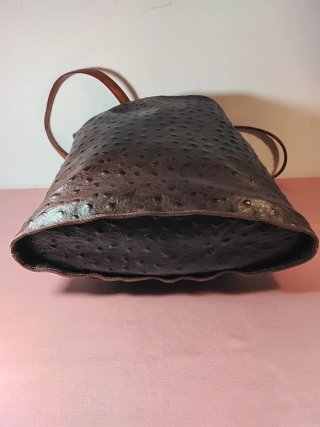 Shopper vera pelle stampa struzzo marrone