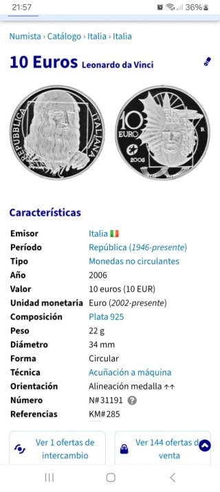 Moneta 10 Euro Argento Proof Leonardo Da Vinci