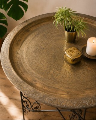 Mesa Marroquí Vintage Latón y Forja Plegable