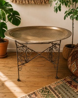 Mesa Marroquí Vintage Latón y Forja Plegable