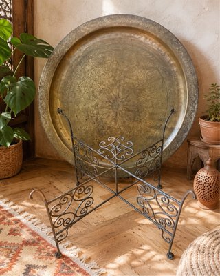 Mesa Marroquí Vintage Latón y Forja Plegable