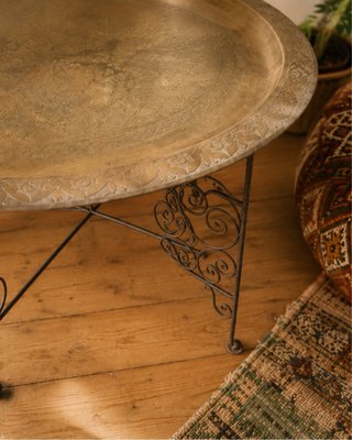 Mesa Marroquí Vintage Latón y Forja Plegable