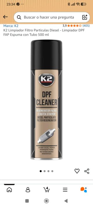 Limpiador DPF K2 Filtro Antipartículas Diesel
