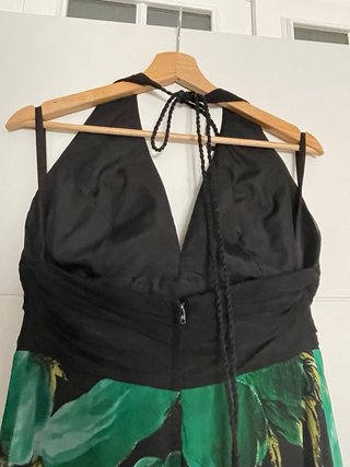 Vestido largo fiesta negro y verde Talla L