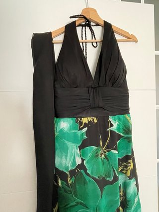 Vestido largo fiesta negro y verde Talla L