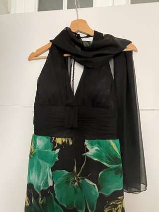 Vestido largo fiesta negro y verde Talla L