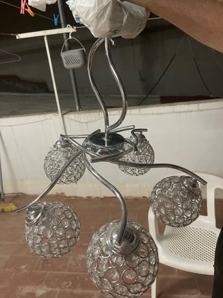 Lámpara salón bolas cristal diamantes