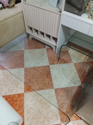 2 mesas de vidrio templado irregular transparente