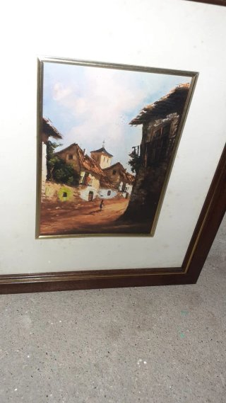Cuadro antiguo 34x28cm Escena Rural ver