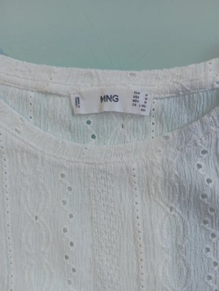 Mango Camiseta Blanca Manga Abullonada