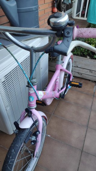 Bicicleta infantil rosa con silla para muñeco