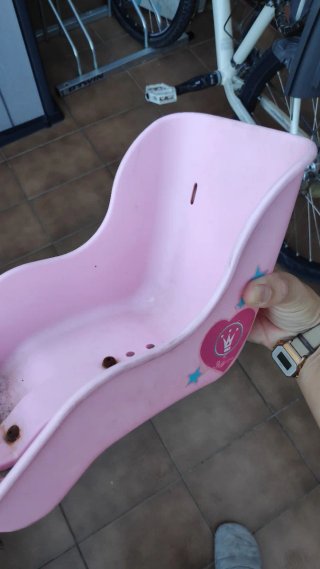 Bicicleta infantil rosa con silla para muñeco