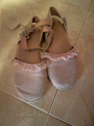 Espardeñas niña beige y rosa T.29