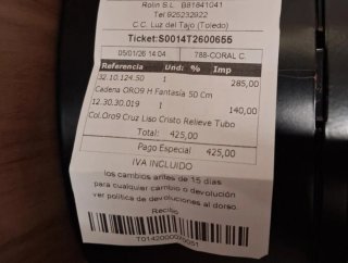 Cadena de oro y cruz de 9kl NUEVA