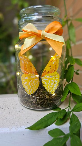 Bote Decorativo Mariposa con Luces