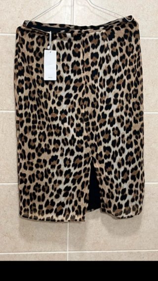 Falda Mango Talla XS Estampado Leopardo