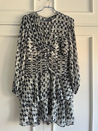Vestido Zara Drapado Estampado Talla M