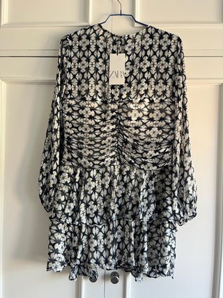 Vestido Zara Drapado Estampado Talla M