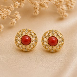 Pendientes Coral Rojo Hechos en Italia Mayorista