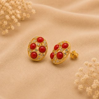 Pendientes Coral Rojo Hechos en Italia Mayorista