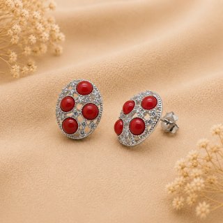 Pendientes Coral Rojo Hechos en Italia Mayorista