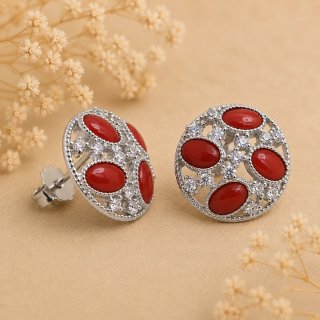 Pendientes Coral Rojo Hechos en Italia Mayorista