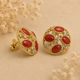 Pendientes Coral Rojo Hechos en Italia Mayorista