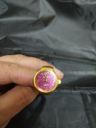 Anillo reloj dorado y rosa