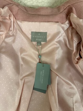 Abrigo niña lana rosa con capota a juego