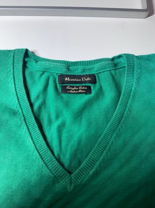 Jersey Massimo Dutti cuello pico verde talla L