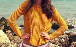 Jersey Zara Punto Trenzado Mostaza Talla S
