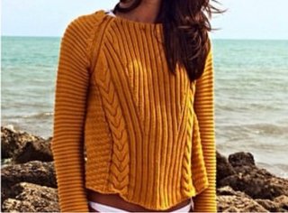 Jersey Zara Punto Trenzado Mostaza Talla S