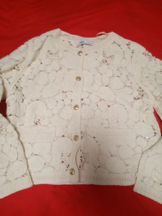 Chaqueta Zara Macramé Beige Talla Única