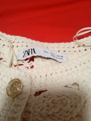 Chaqueta Zara Macramé Beige Talla Única