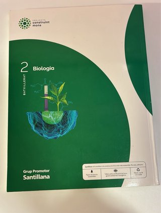Llibre Biologia 2 Batxillerat , Santillana.