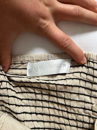 Top Zara lino palabra de honor vuelo beige XS