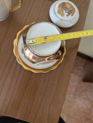 Juego Café y Joyero Porcelana Detalles En Oro