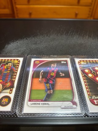 Lote 5 cartas fútbol Messi, Yamal, Ronaldo