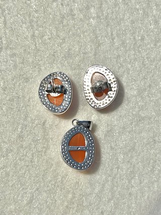 Conjunto Plata 925 Pendientes y Colgante Cornalina