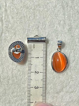 Conjunto Plata 925 Pendientes y Colgante Cornalina