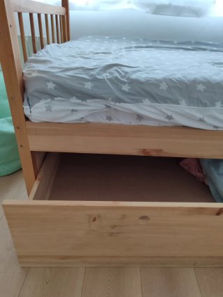 Cama estructura casita madera 105cm