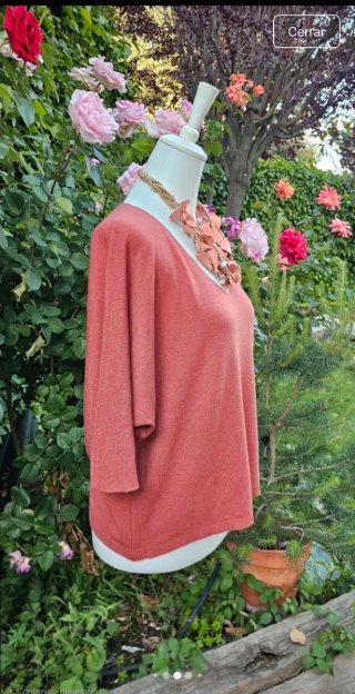 Precioso jersey holgado de punto fino color teja