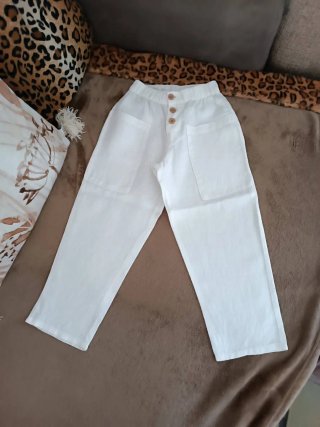 Pantalone bimbo lino Zara bianco