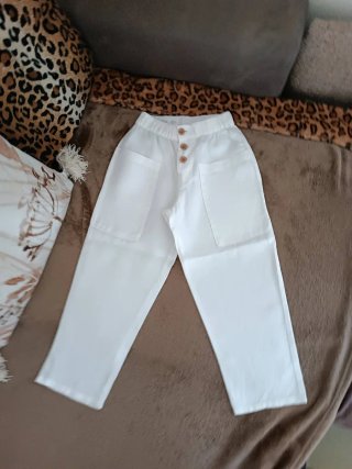 Pantalone bimbo lino Zara bianco