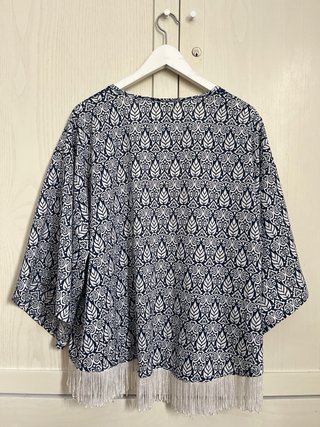 Kimono Koala Bay flecos azul y blanco Talla M